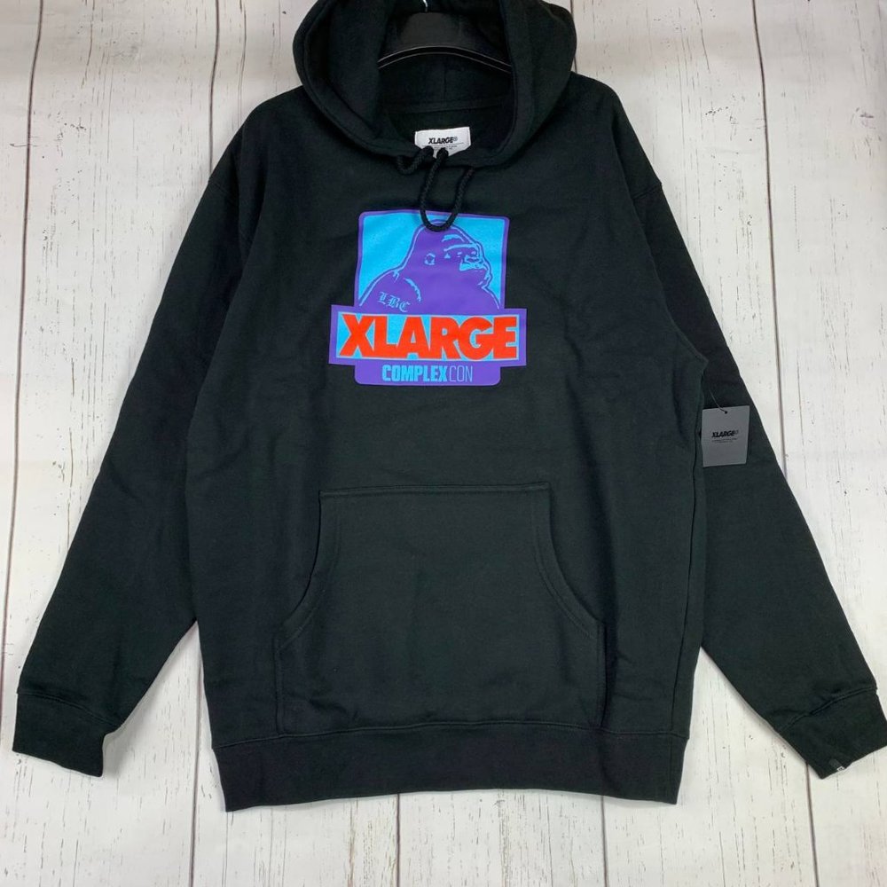 X-LARGE Clothing Brand "Medium" Pullover Hoodie Sweatshirt Black New‎ Men M